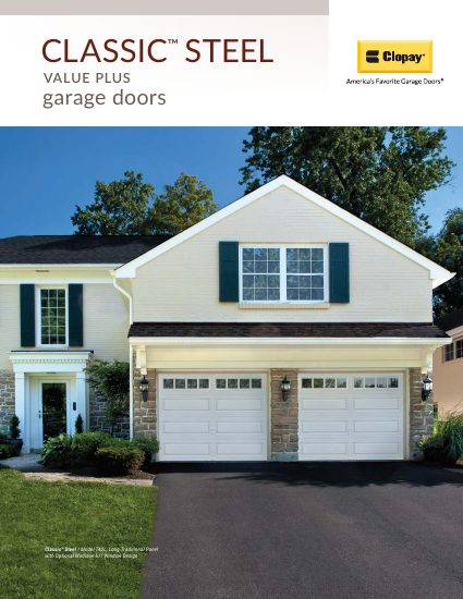 Clopay Corporation — Classic Steel Value Plus Brochure (catalog cover)