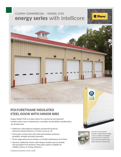Clopay Corporation — Commercial Energy Series — Model 3724 Brochure (catalog cover)