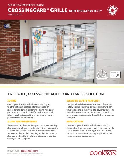 CornellCookson — CrossingGard Grille with ThreatProtect — Feature Sheet (catalog cover)