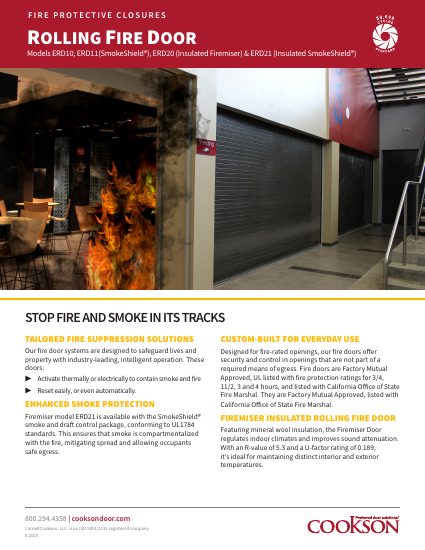 CornellCookson — Rolling Fire Door — Feature Sheet (Cookson) (catalog cover)