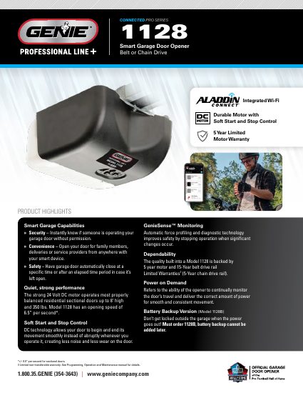 The Genie Company — Connected Pro Series 1128 Brochure (1128B) (catalog cover)
