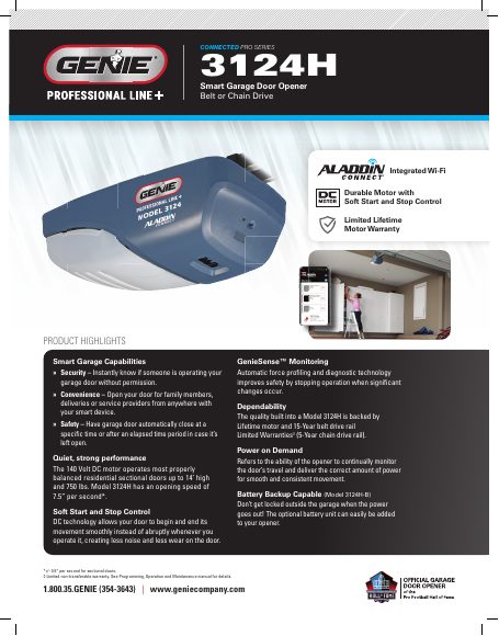 The Genie Company — Connected Pro Series 3124H Brochure (catalog cover)