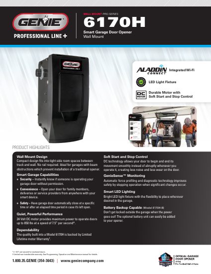 The Genie Company — Wall Mount Pro Series 6170H Brochure (6170H-B) (catalog cover)