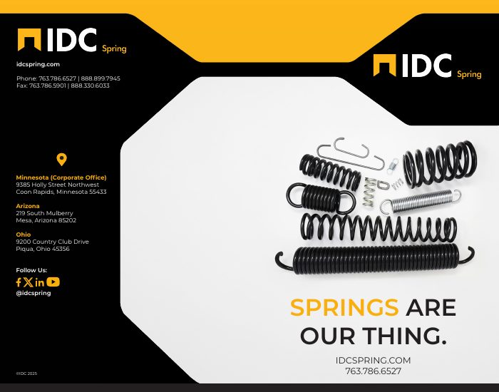 IDC Spring — Mechanical Spring Brochure 2025 (catalog cover)