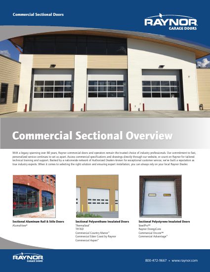 Raynor Garage Doors — Commercial Sectional Doors Overview (catalog cover)