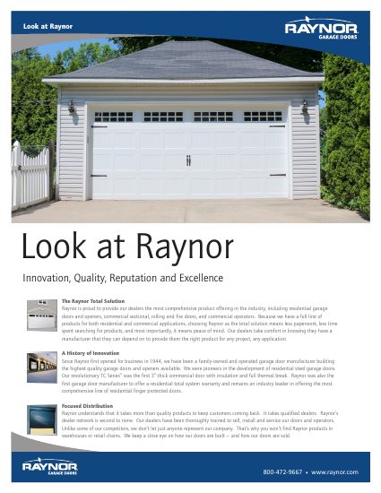 Raynor Garage Doors — Look at Raynor — Residential Overview (catalog cover)