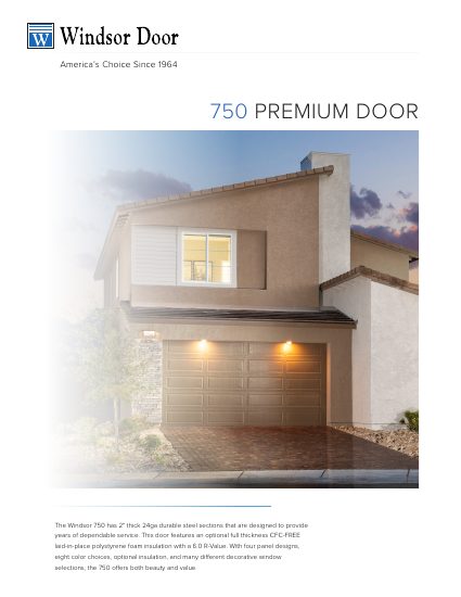 Windsor Door — 750 Premium Door Product Sheet (catalog cover)